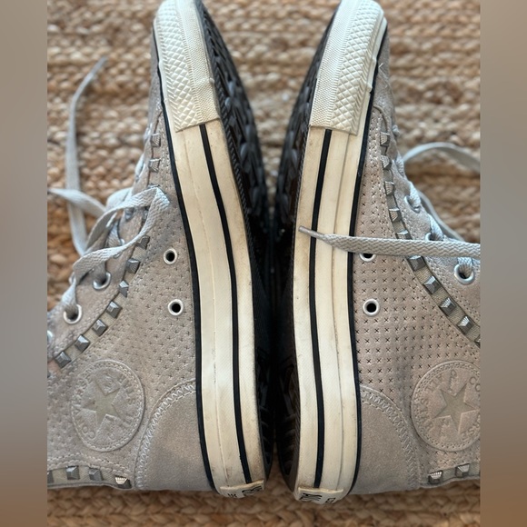 CConverse Chuck‎ Taylor Sz 8 Womens All Star Grey Suede Leather Studded High Top - Picture 9 of 10
